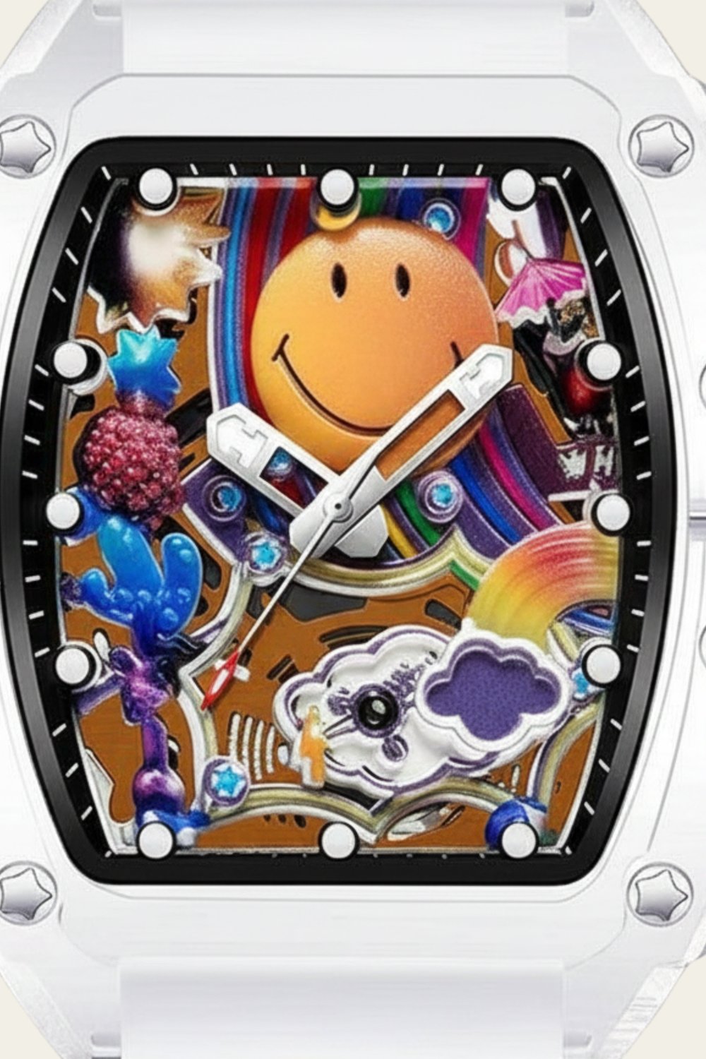 Smiley Creative Spectrum Yellow Transparent Timepiece Watch