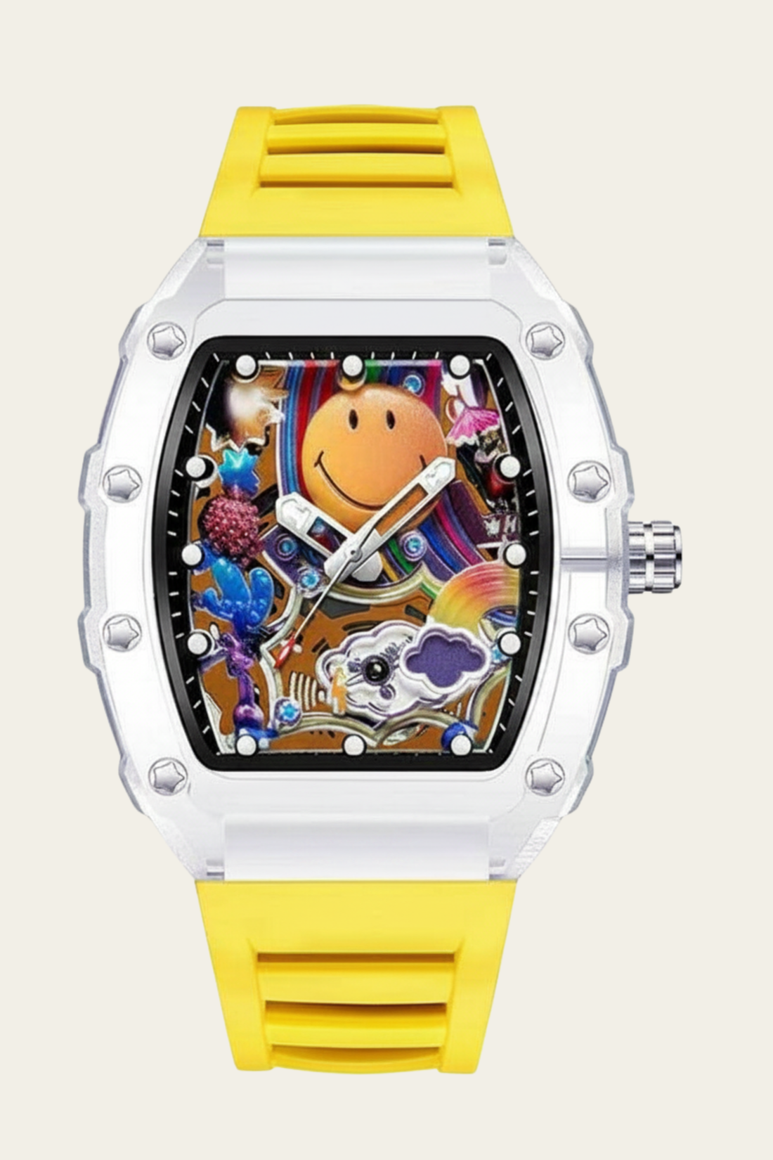 Smiley Creative Spectrum Yellow Transparent Timepiece Watch