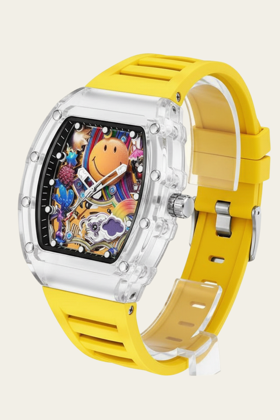 Smiley Creative Spectrum Yellow Transparent Timepiece Watch