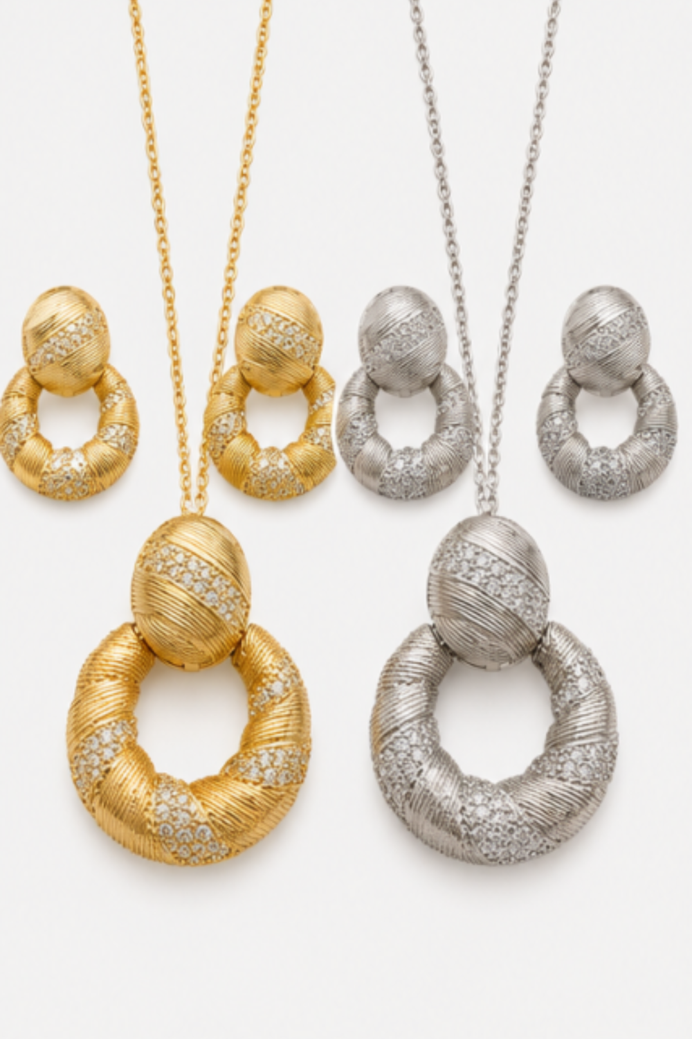 Spiral Radiance Dual Tone Earring & Necklace Set