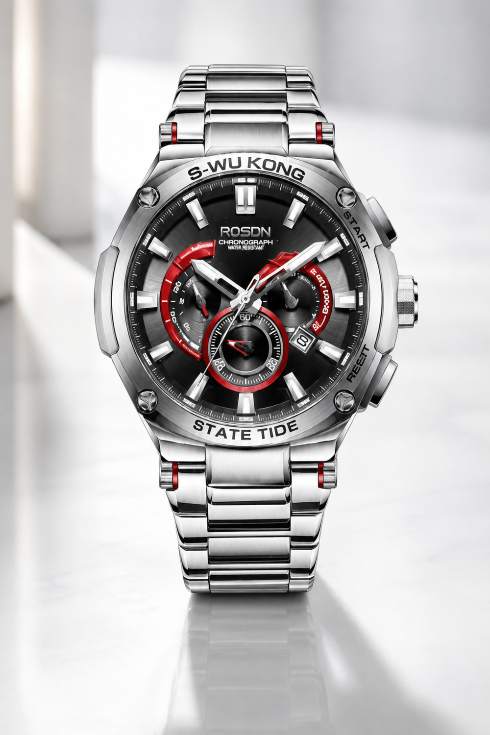 State Tide ROSDN Chrono Royale Style Black Silicone Watch