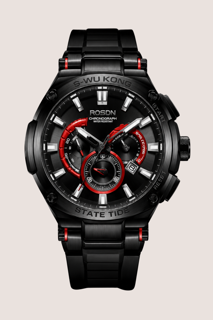 State Tide ROSDN Chrono Royale Style Black Silicone Watch