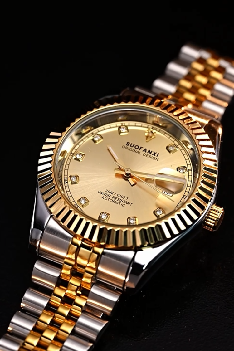 Suofanxi Regal Fluted Gold Automatic Watch