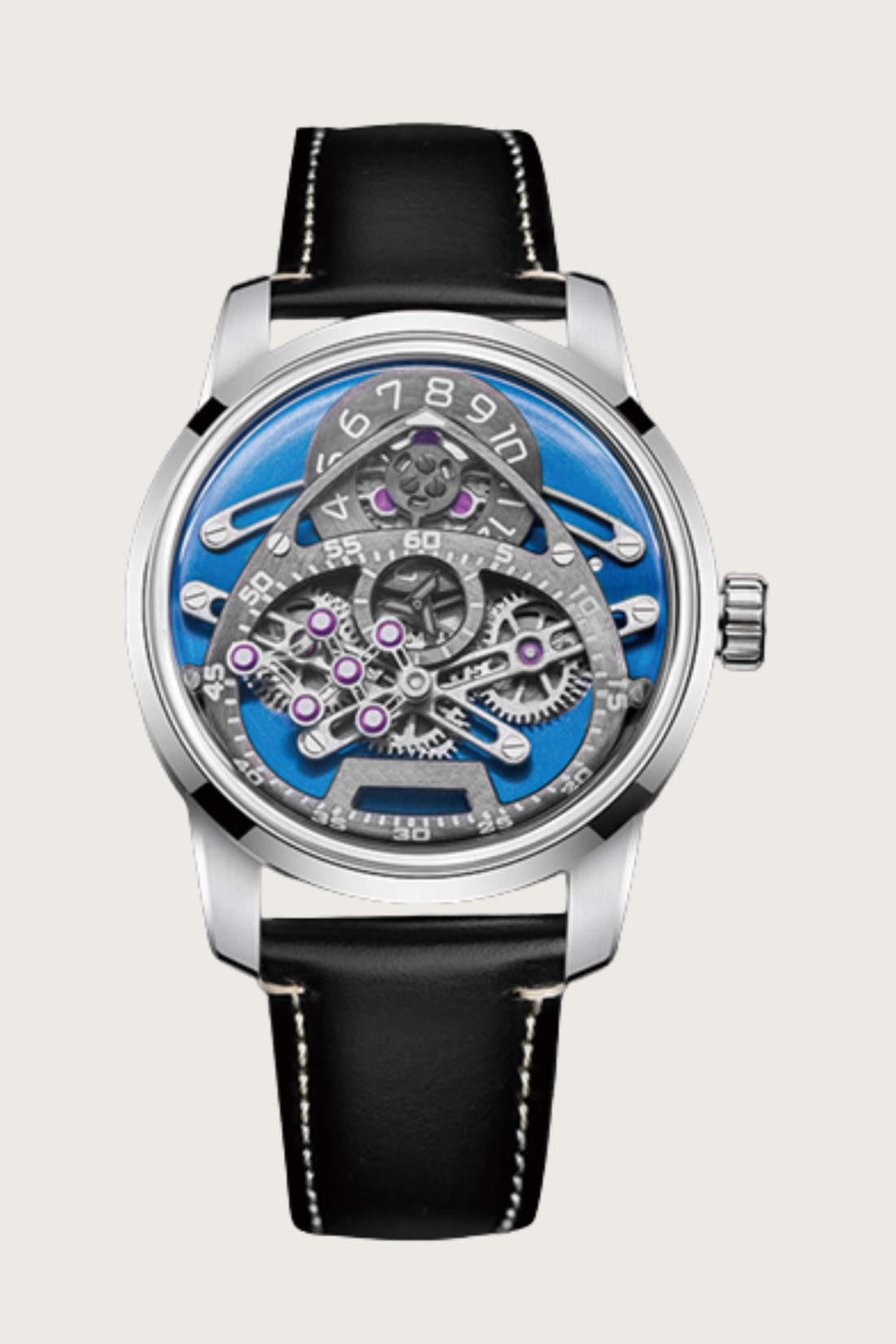 Telescopic Minute Blue Skeleton Dial Mechanical Watch