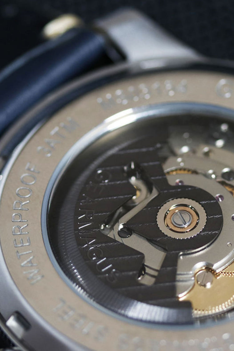 Telescopic Minute Blue Skeleton Dial Mechanical Watch