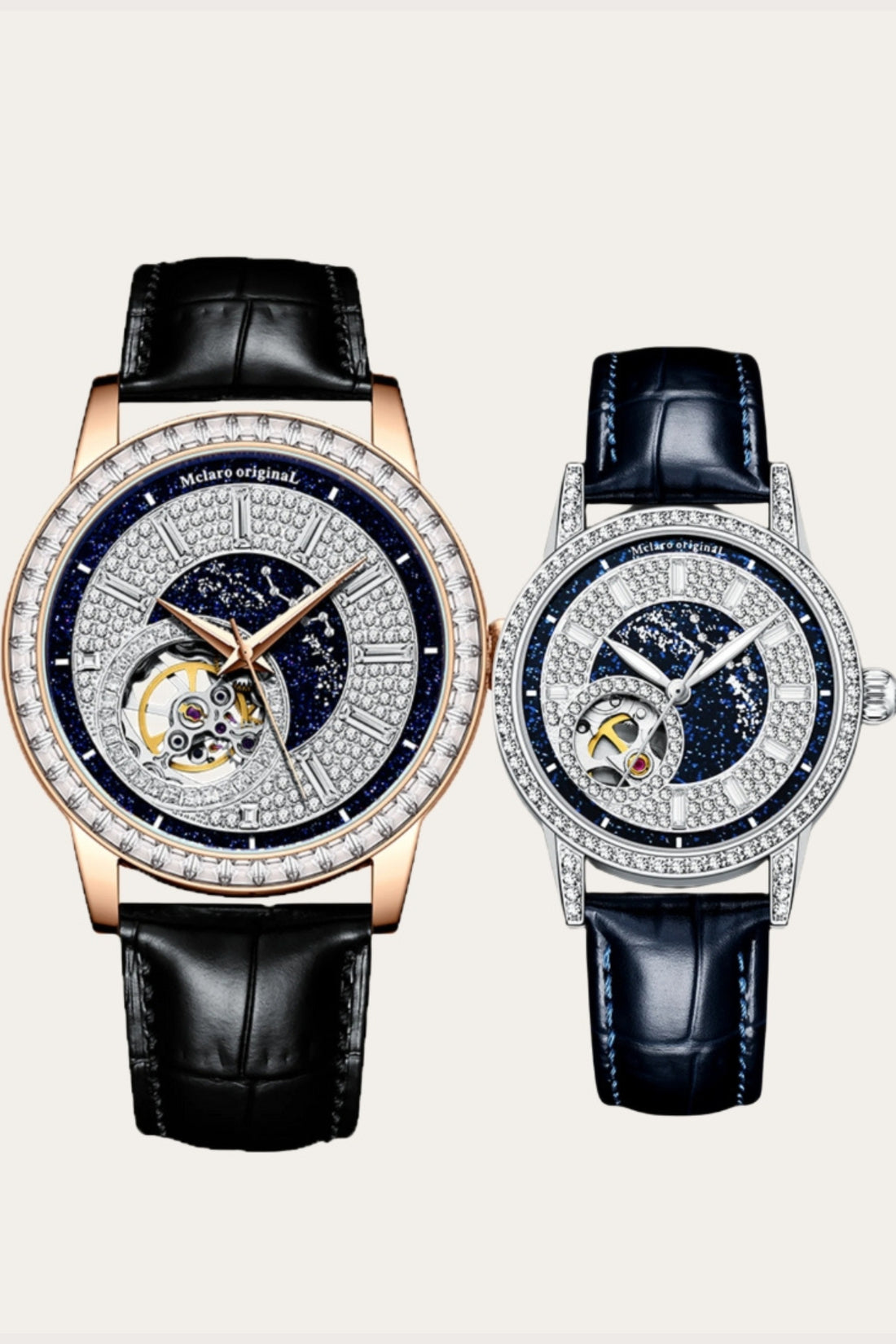 The Eye of Power | Rose Gold and Silver Blue Couple Watch | A Mclaro Edition Watch