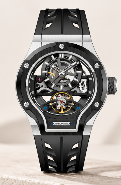 Thunderbolt Open‑Heart Gear Skeleton Dial Watch