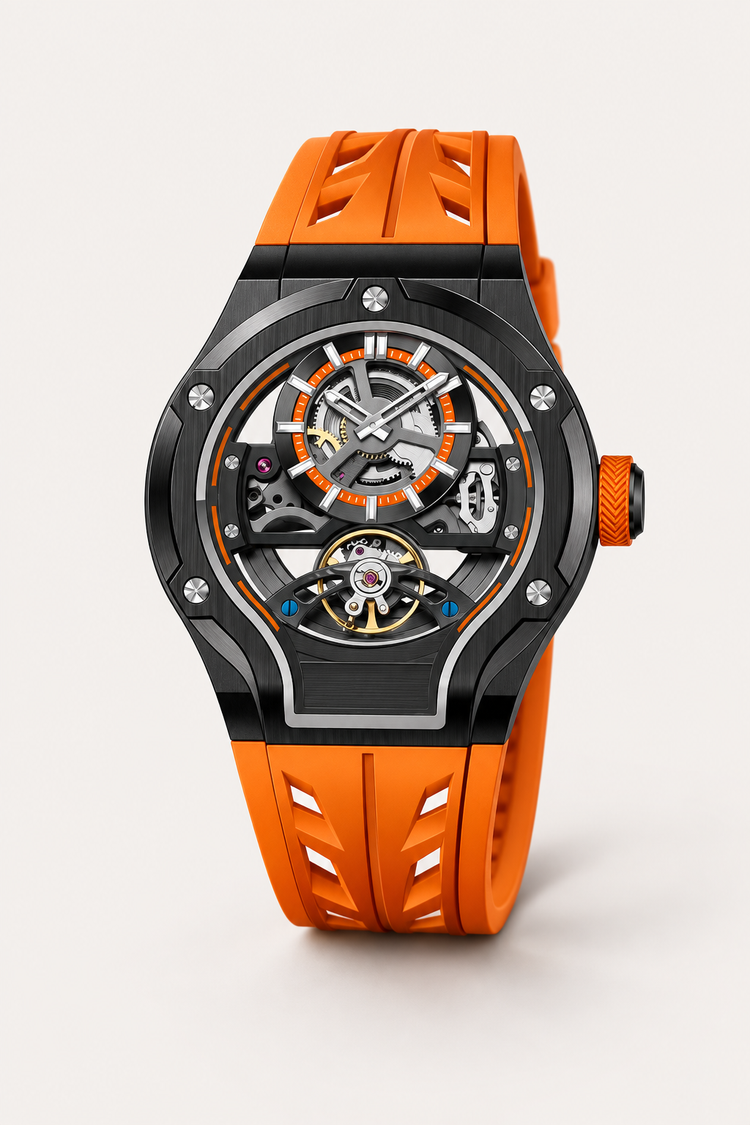 Thunderbolt Open‑Heart Gear Skeleton Dial Watch