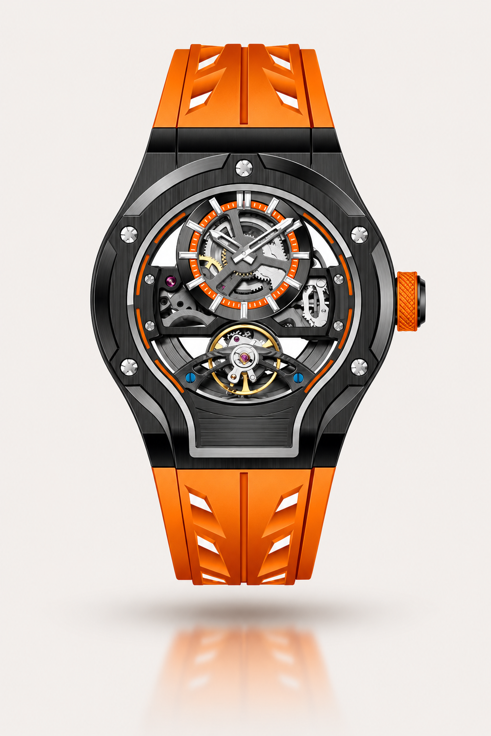 Thunderbolt Open‑Heart Gear Skeleton Dial Watch