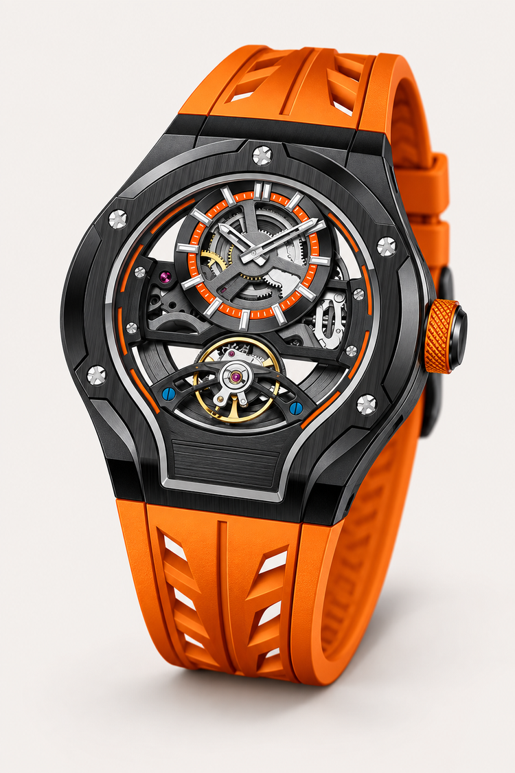 Thunderbolt Open‑Heart Gear Skeleton Dial Watch