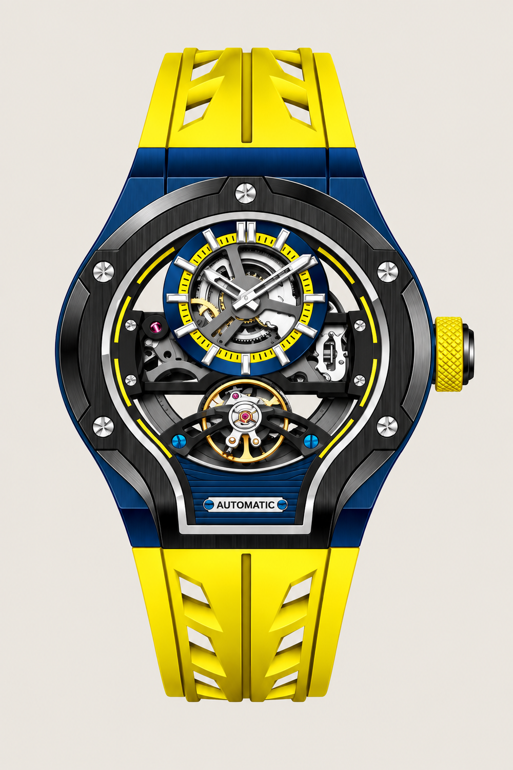 Thunderbolt Open‑Heart Gear Skeleton Dial Watch