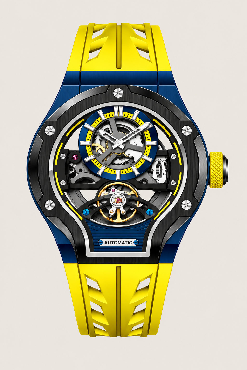 Thunderbolt Open‑Heart Gear Skeleton Dial Watch