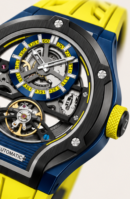 Thunderbolt Open‑Heart Gear Skeleton Dial Watch