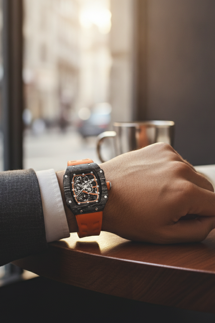 Titanium Orange Black Skeleton Timepiece Watch | Zivanche Edition (43413967)