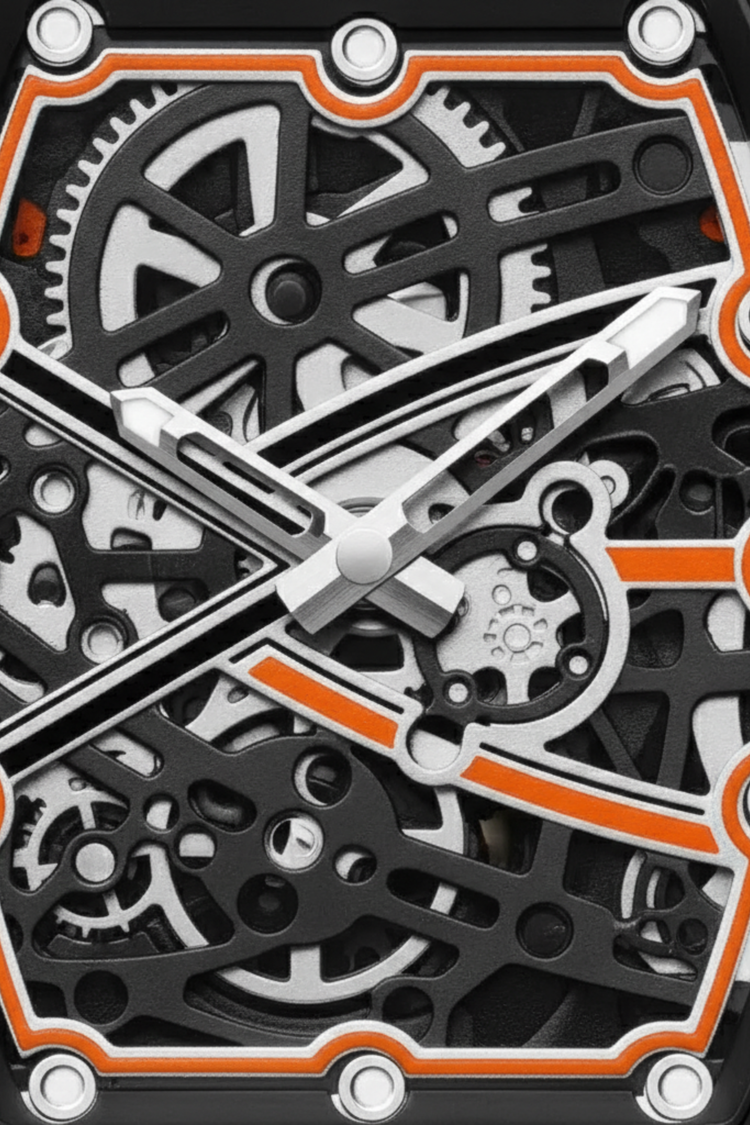 Titanium Orange Black Skeleton Timepiece Watch | Zivanche Edition (43413967)