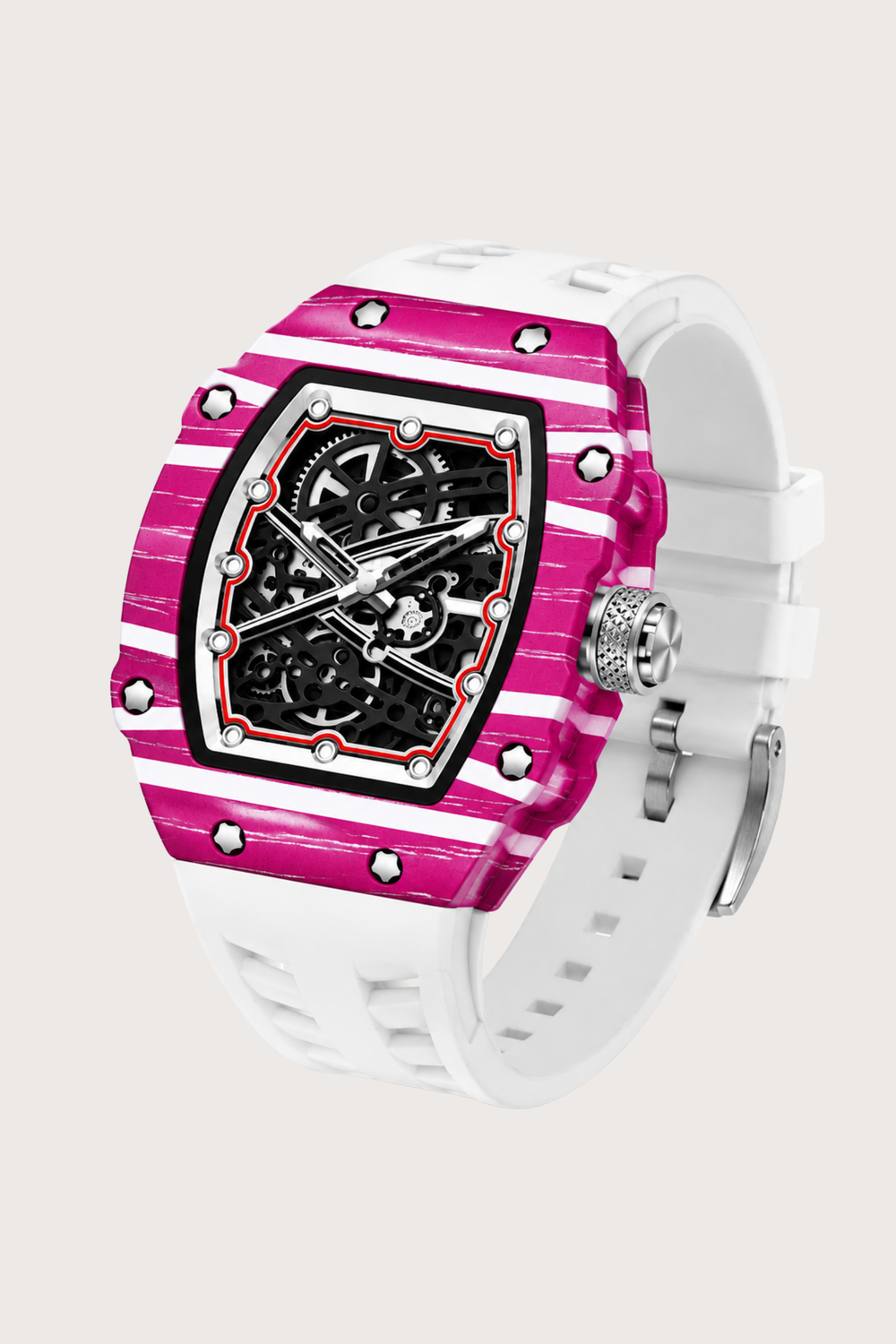 Titanium Pink & White Skeleton Timepiece Watch (44219687)