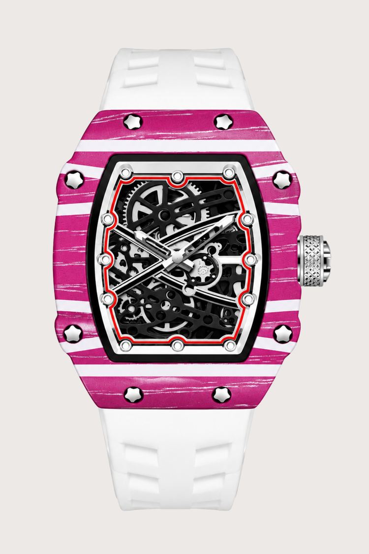 Titanium Pink & White Skeleton Timepiece Watch (44219687)