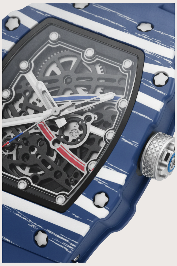 Titanium White Blue Skeleton Timepiece Watch | Zivanche Edition (43525964)