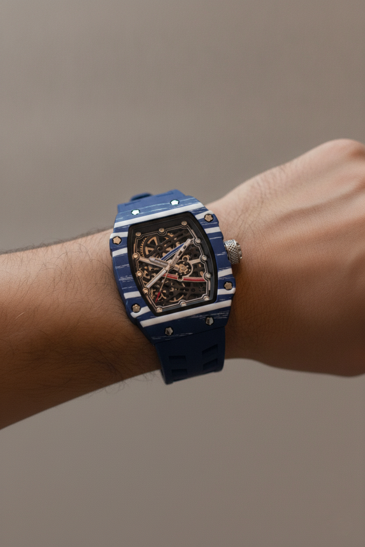 Titanium White Blue Skeleton Timepiece Watch | Zivanche Edition (43525964)