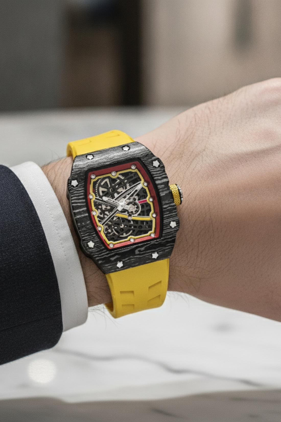 Titanium Yellow Black Skeleton Timepiece Watch | Zivanche Edition (43413969)