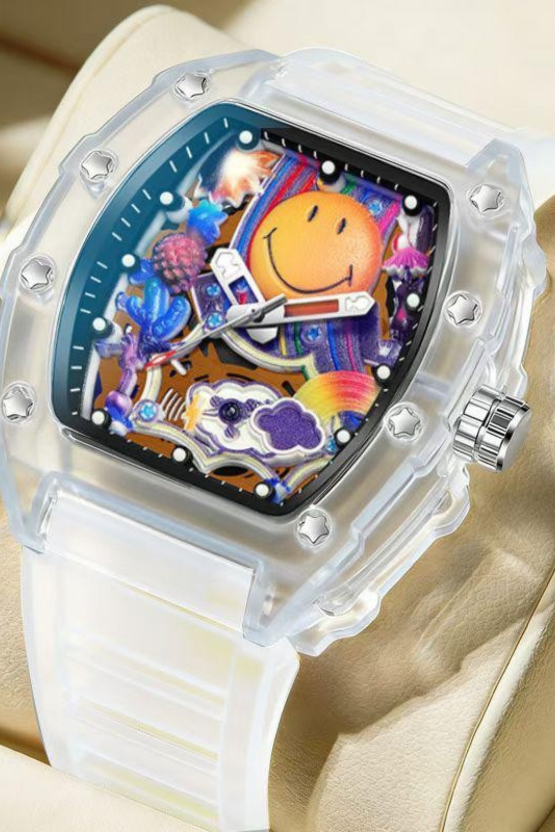 Smiley Creative Spectrum Transparent Timepiece Watch (44219704)