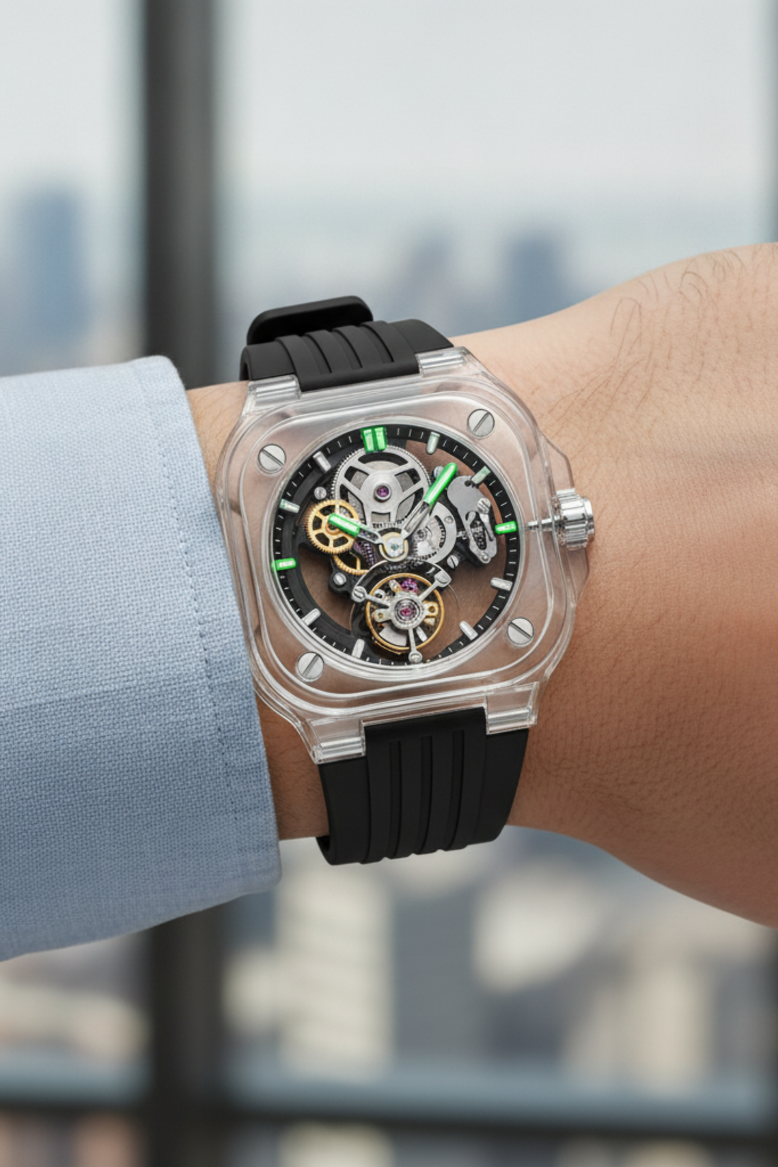 Transparent Black Harmony Engine of Eternal Time Watch