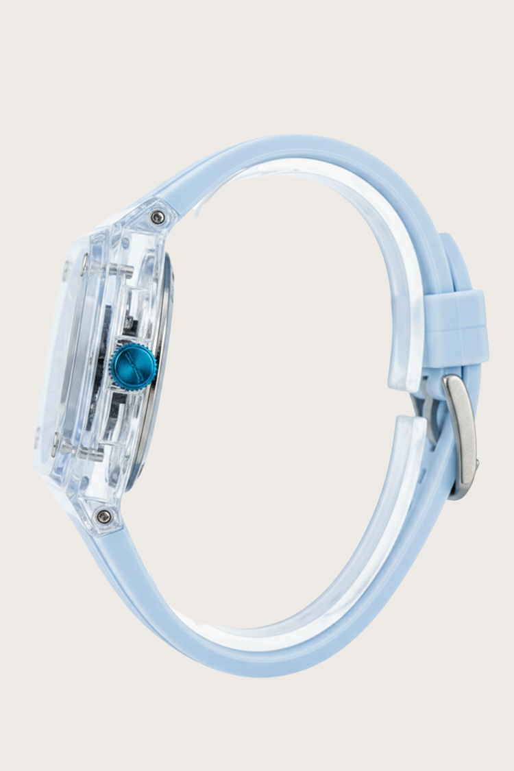 Transparent Sky Blue Harmony Engine of Eternal Time Watch