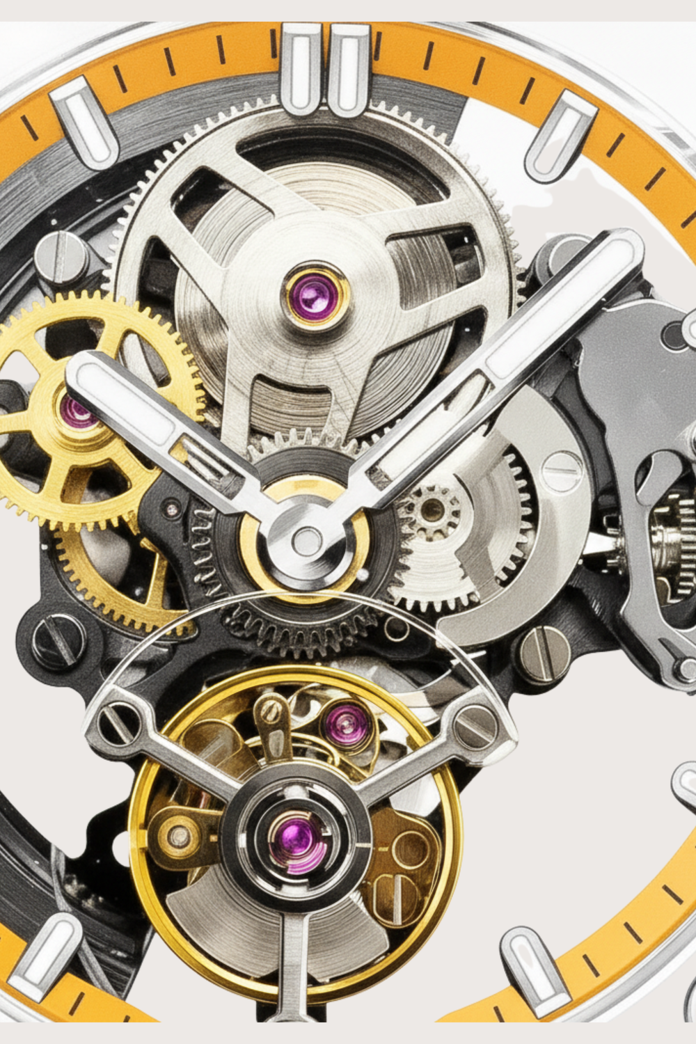 Transparent Yellow Harmony Engine of Eternal Time Watch