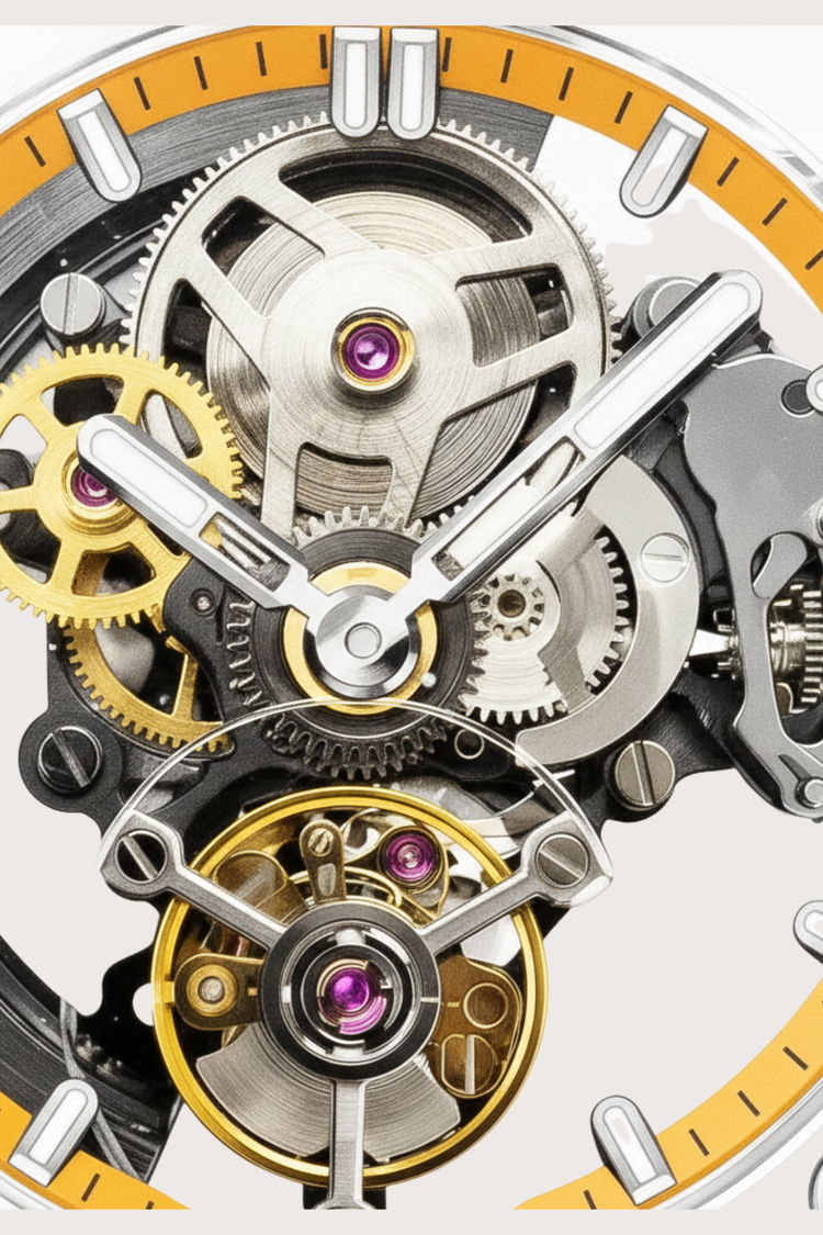 Transparent Yellow Harmony Engine of Eternal Time Watch