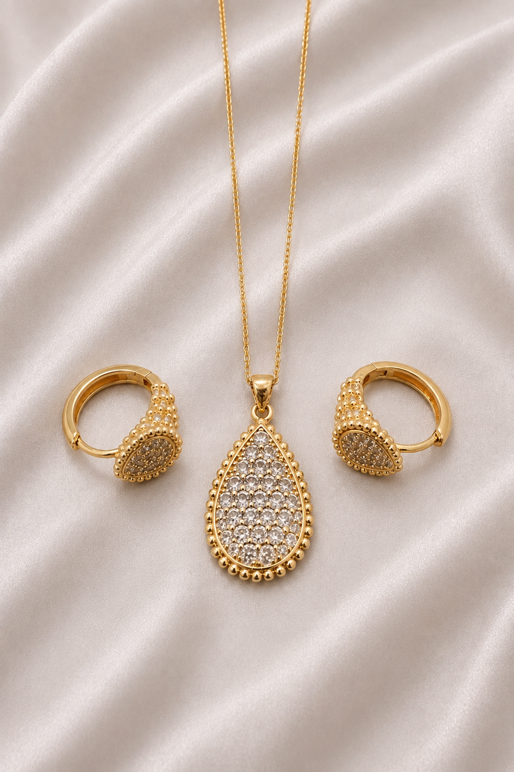 Twin Radiance Teardrop Gemstone Jewelry Duo