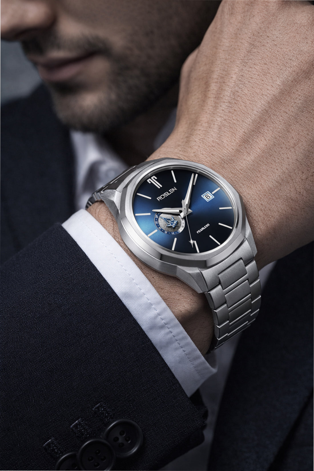 Zivanche Swiss | ROSDN G2217 Silver Blue Automatic Mechanical Watch