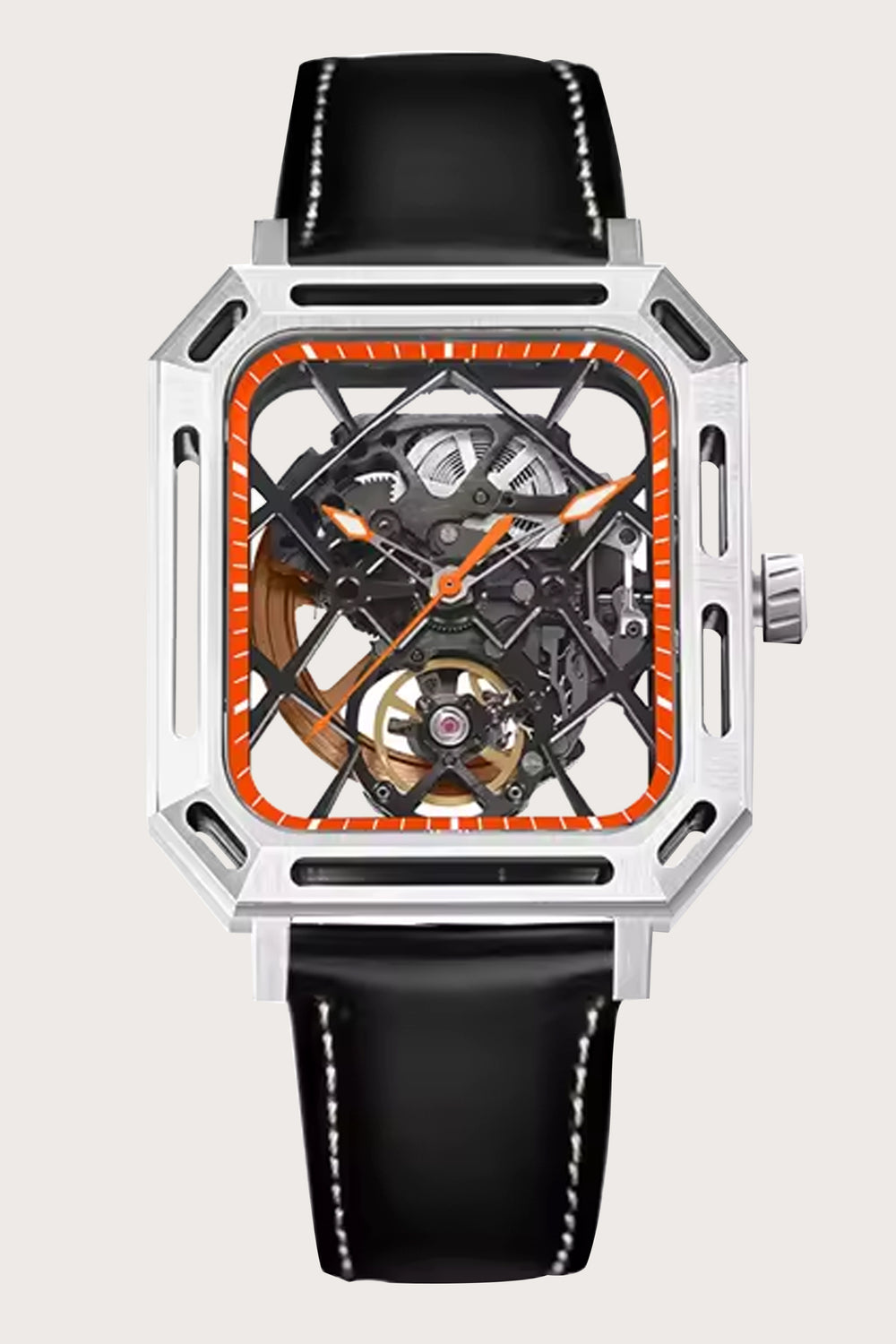 Iron Grid | Black Orange Mechanical Watch