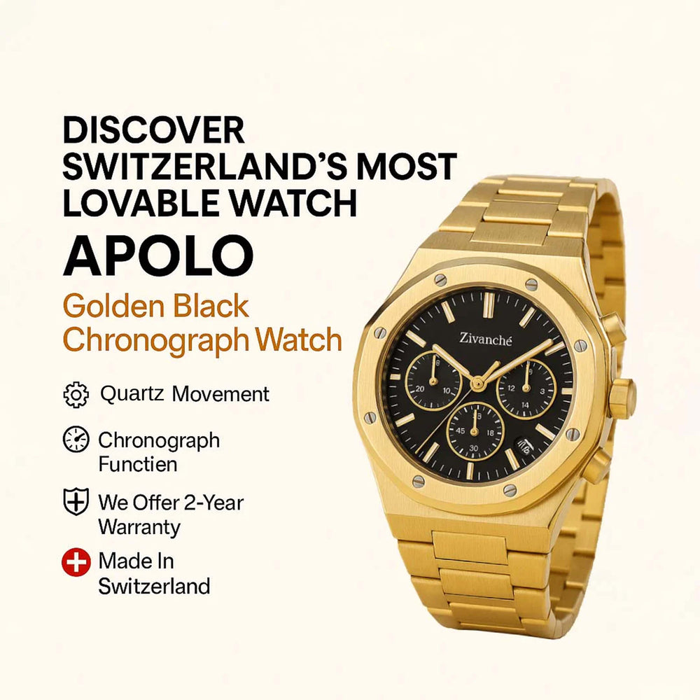 Apolo | Golden Black Chronograph Watch - (39936960)