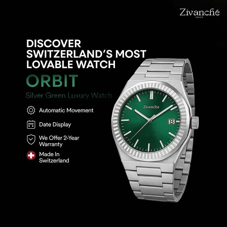 Orbit | Silver Green Luxury Watch - (39907744)