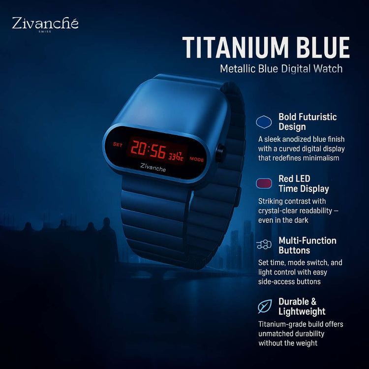Titanium Blue | Metallic Blue Digital Watch