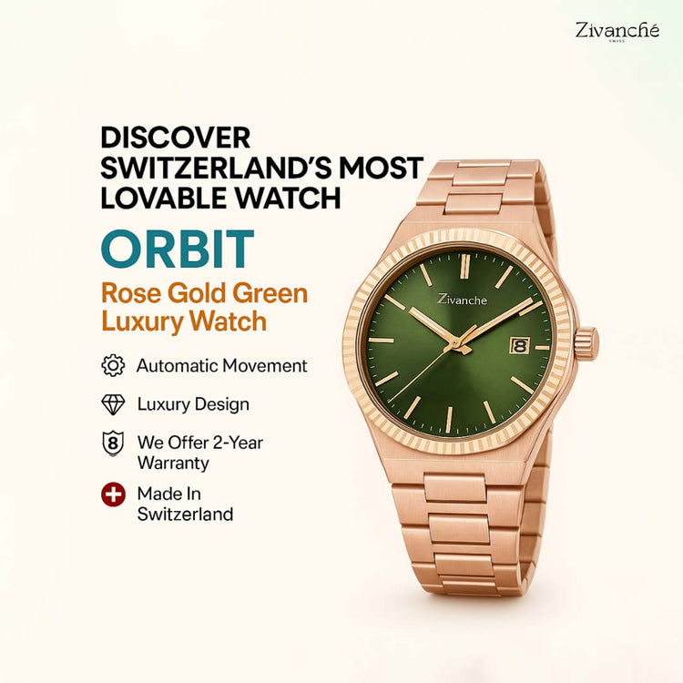Orbit | Rose Gold Green Luxury  Watch - (39907734)