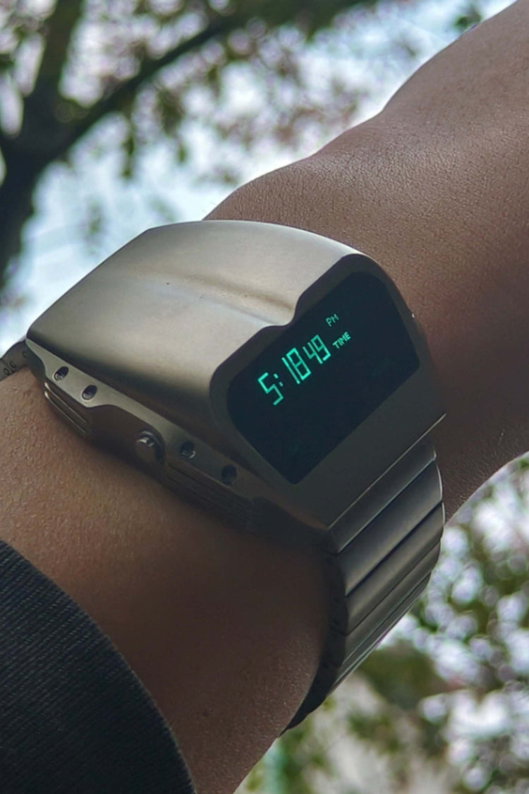 Luxe Rock | Silver Green Digital Watch