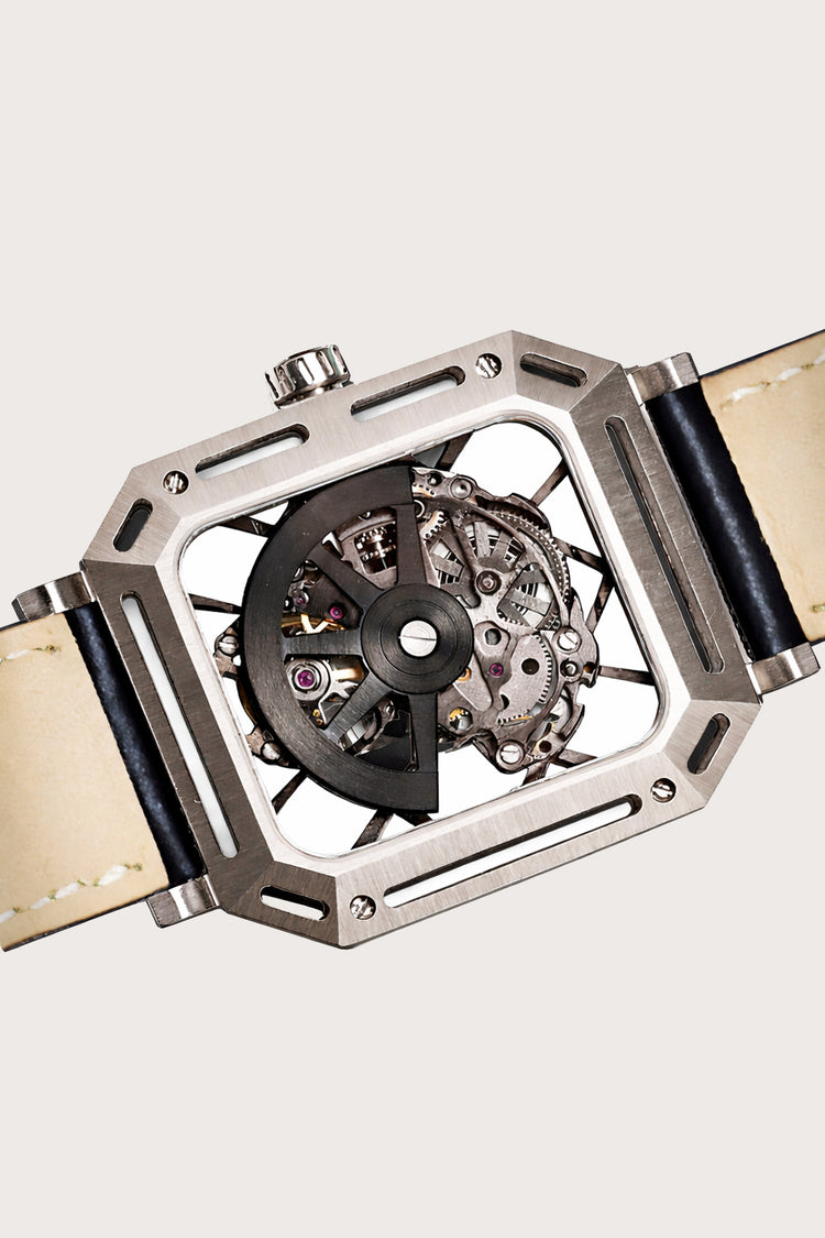 Iron Grid | Black Orange Mechanical Watch