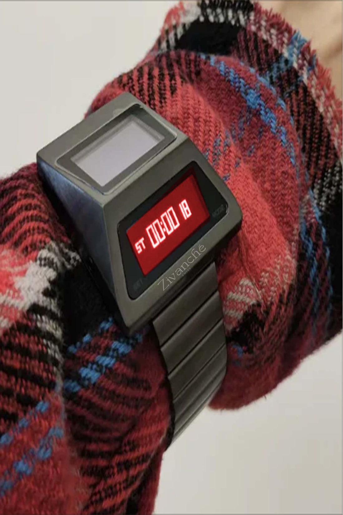 Moon Rover | Grey Metallic Red Digital watch