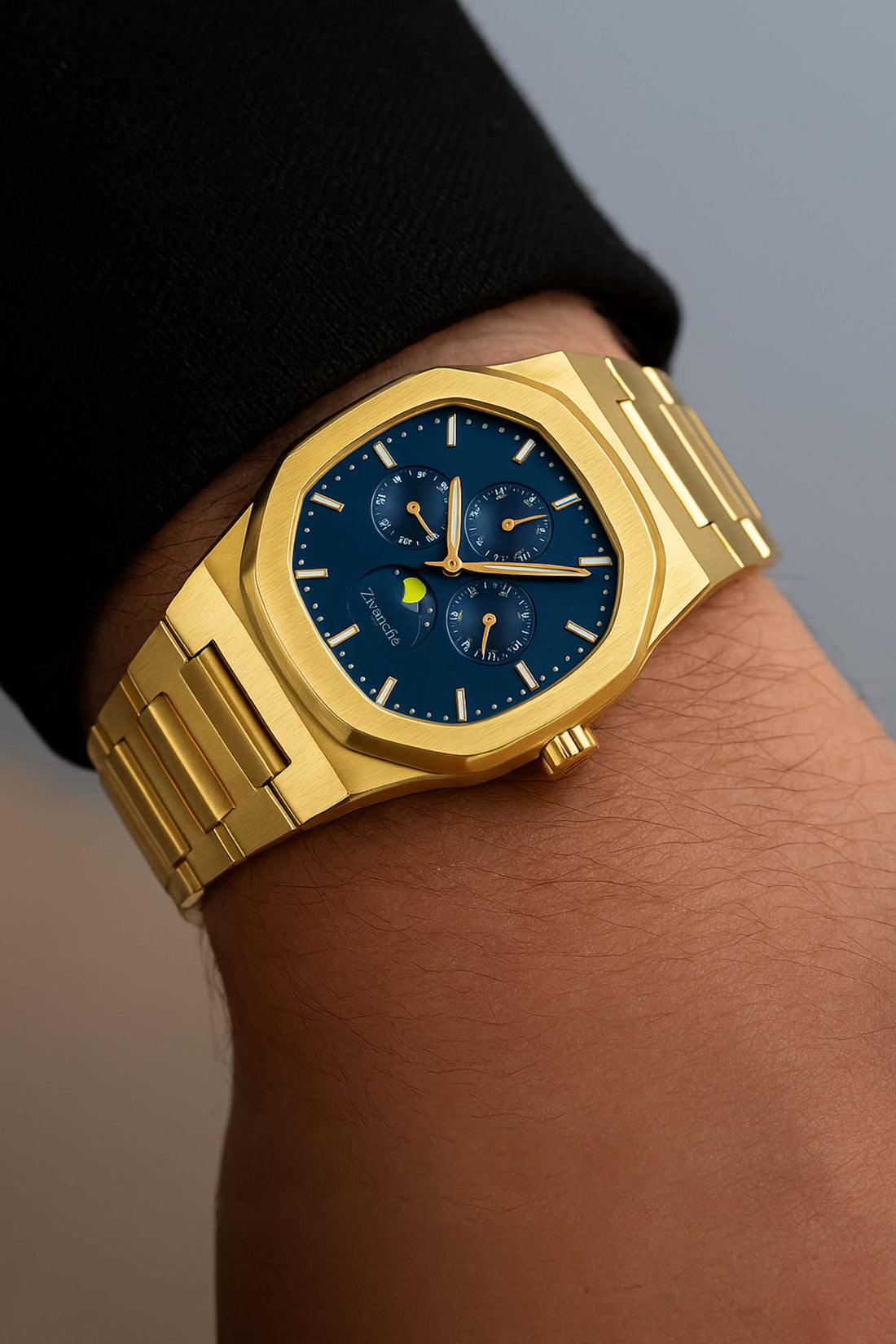 Cosmo | Golden Blue Sun & Moon Face  Watch - (39936953)