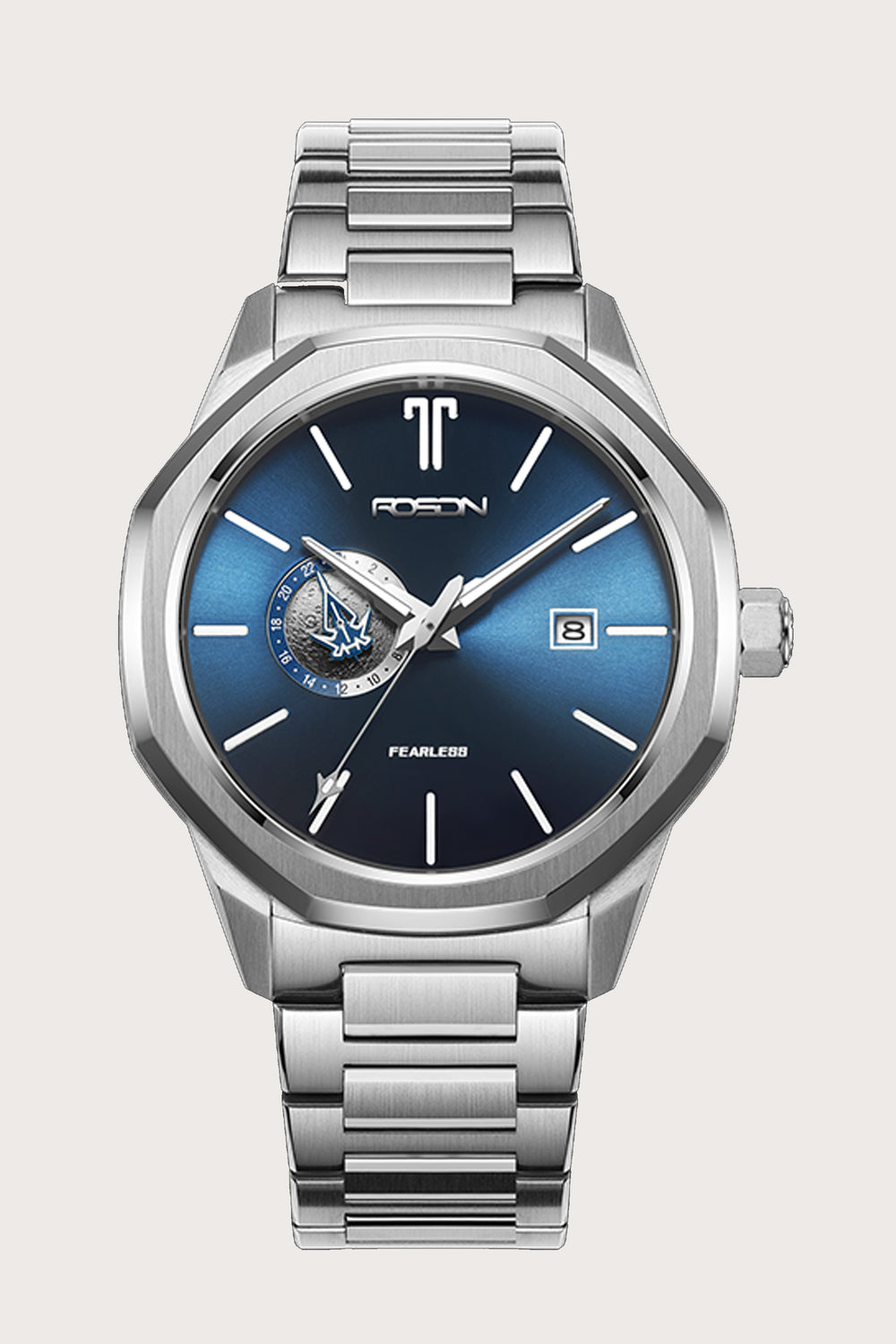 Zivanche Swiss | ROSDN G2217 Silver Blue Automatic Mechanical Watch