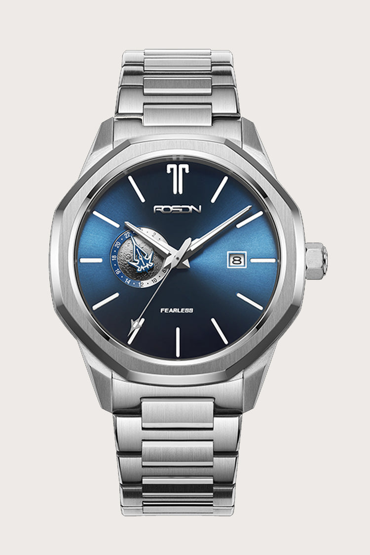 Zivanche Swiss | ROSDN G2217 Silver Blue Automatic Mechanical Watch