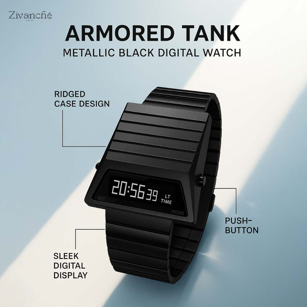 Armored Tank | Metallic Black Digital Watch
