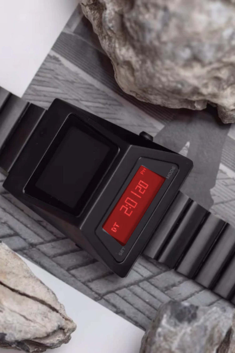Moon Rover | Grey Metallic Red Digital watch
