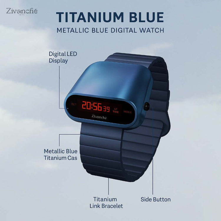 Titanium Blue | Metallic Blue Digital Watch