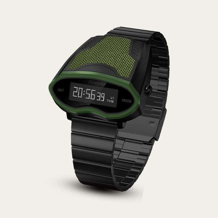 Rebscyan | Black  Fern Green Digital Watch