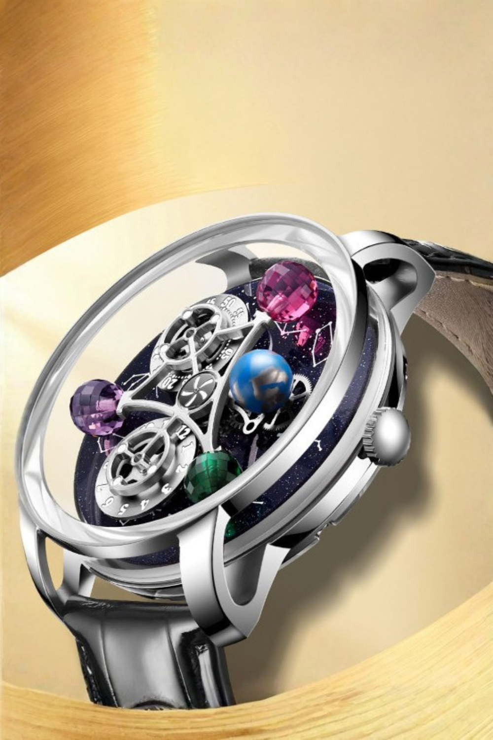 Galactic Black Gemstone Multi-Orbit Astral Timepiece - (44219700)