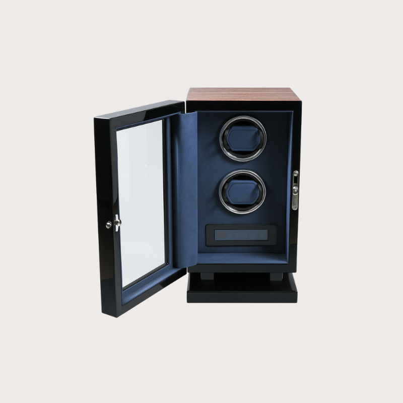 Zivanche LT-2602BMA-FP Luxury Watch Winder Box Automatic Built-in Led Light Touch Screen Fingerprint Watch Winder in 2 Slot