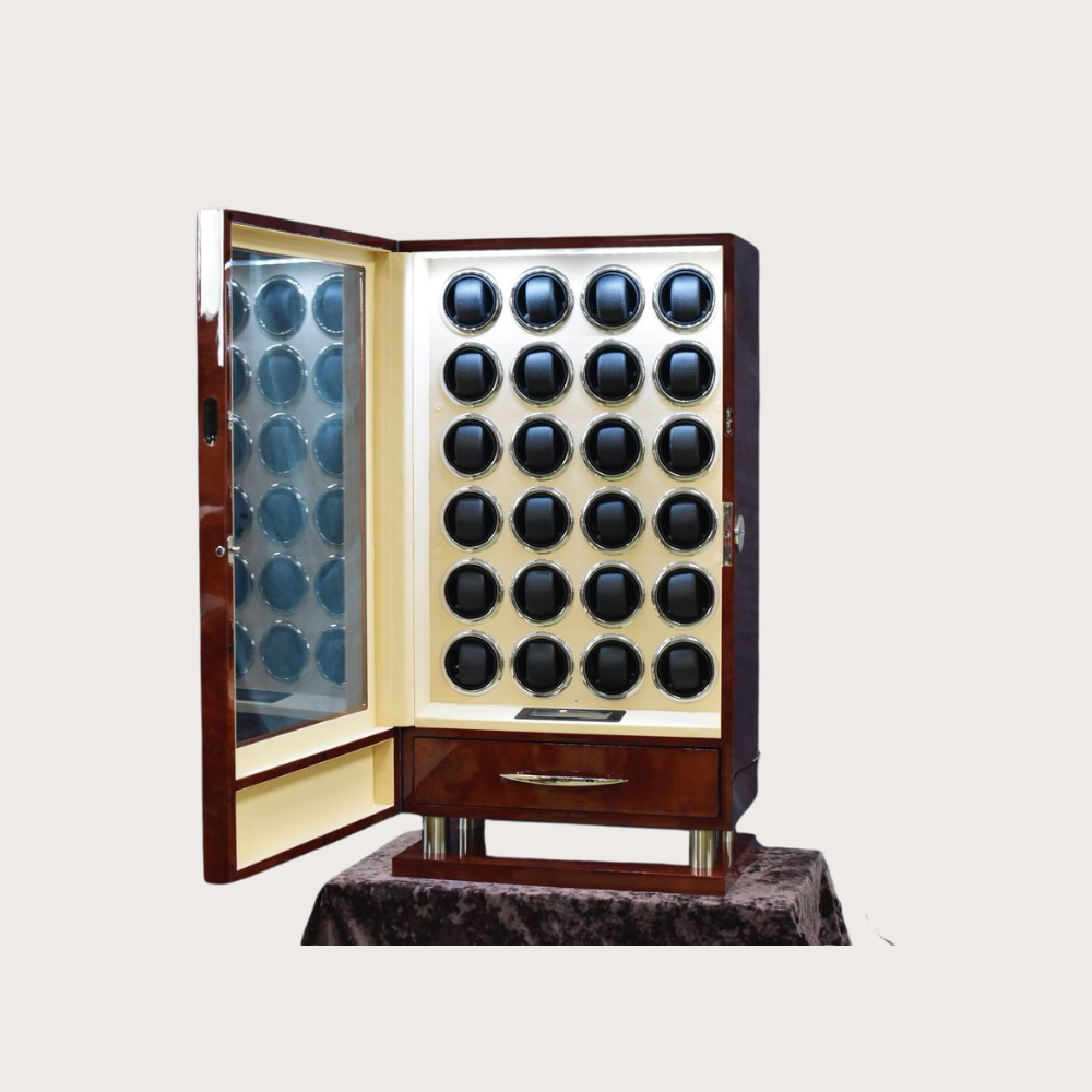 Zivanche LTG8030-DBC-D-1 Watch Winder 24 Slot with Fingerprint Lock and Large Storage Drawer