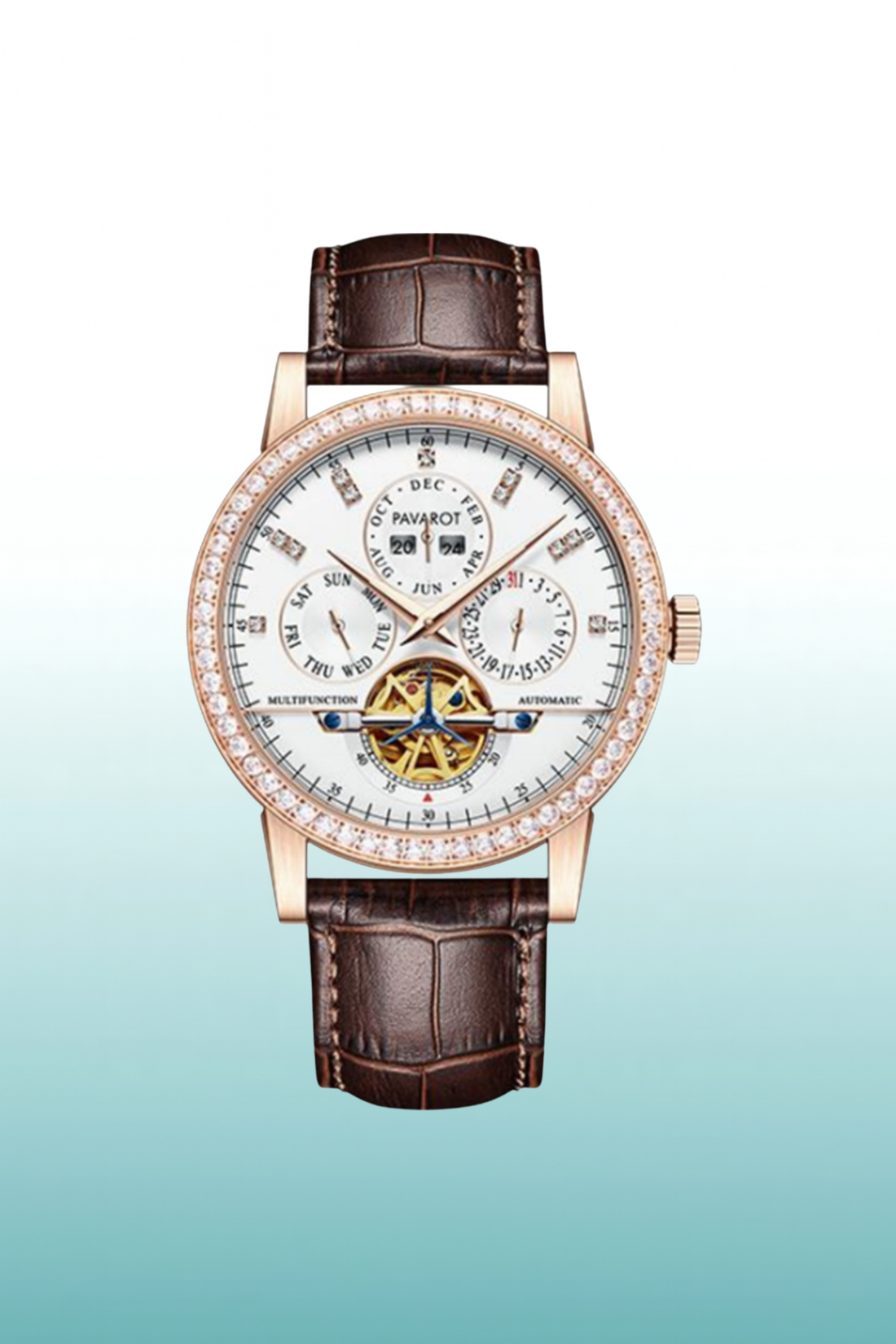 Regal Rose Gold Open-Heart Classic Watch